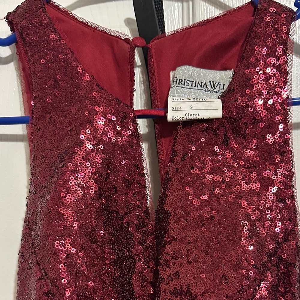Christina Wu Claret Sequin Gown